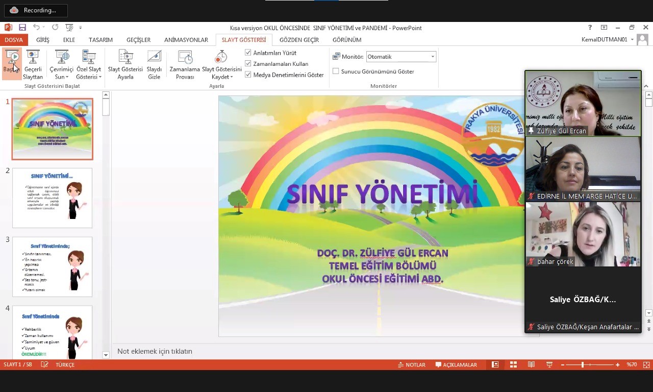 DOÇ. DR. ZÜLFİYE GÜL ERCAN’DAN “PANDEMİ VE SINIF YÖNETİMİ” SEMİNERİ
