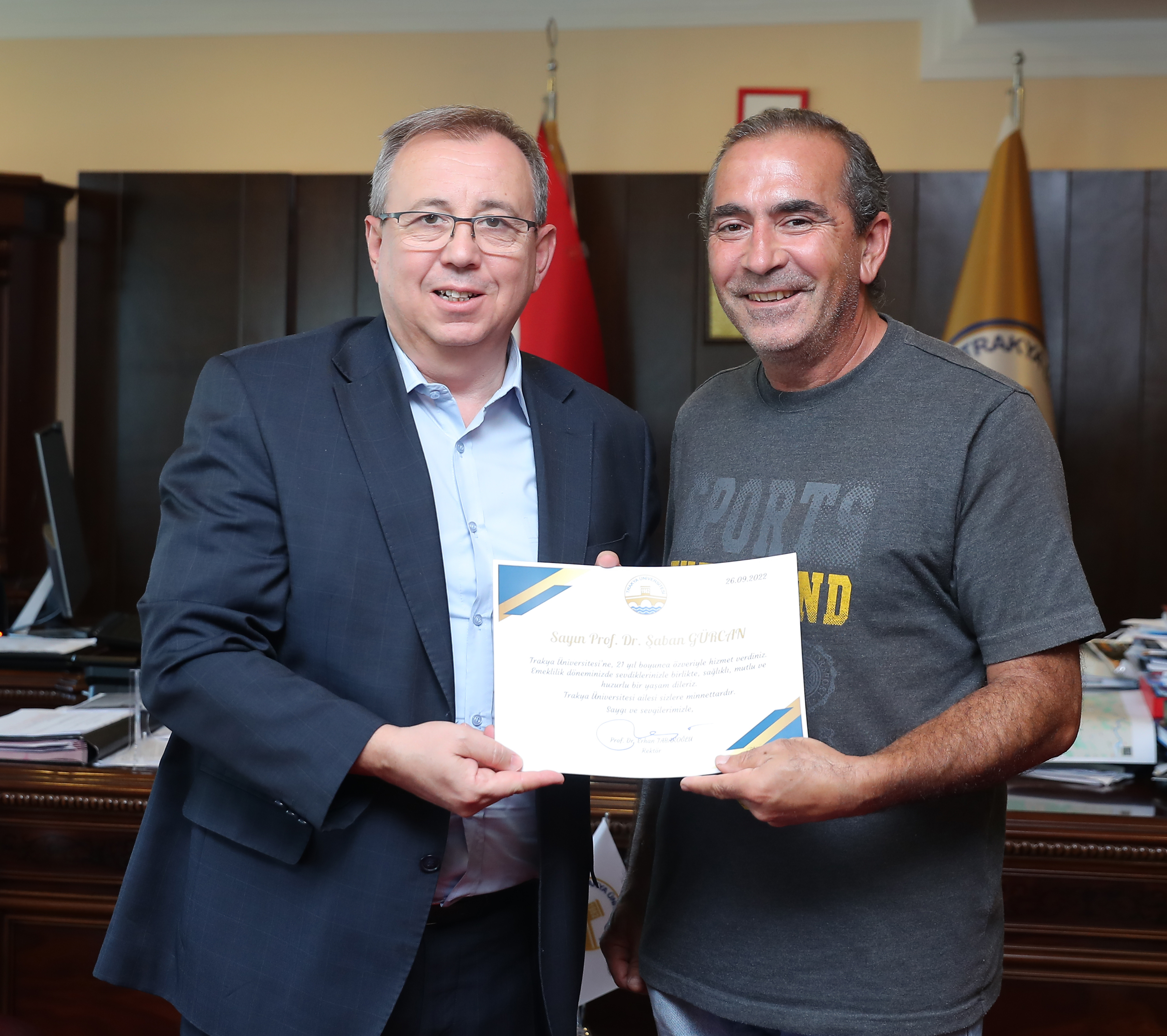 PROF. DR. ŞABAN GÜRCAN’DAN REKTÖR PROF. DR. ERHAN TABAKOĞLU’NA VEDA ZİYARETİ