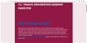 TRAKYA ÜNİVERSİTESİ EDEBİYAT FAKÜLTESİ KALİTE YÖNETİMİ ANKETLERİ ERİŞİME AÇILDI