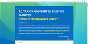 TRAKYA ÜNİVERSİTESİ EDEBİYAT FAKÜLTESİ KALİTE YÖNETİMİ ANKETLERİ ERİŞİME AÇILDI