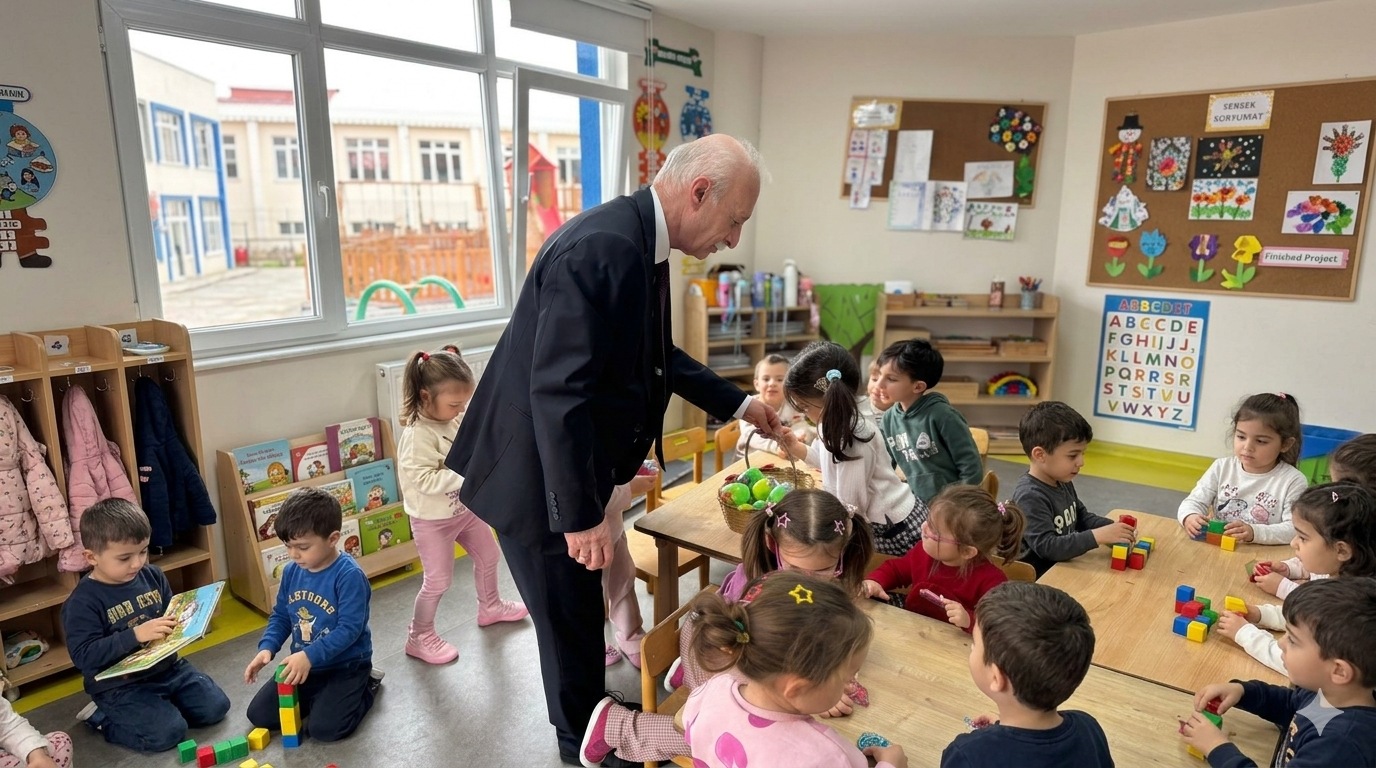 REKTÖR PROF. DR. MUSTAFA HATİPLER VE REKTÖR YARDIMCISI PROF. DR. EYLEM BAYIR MİNİK ÖĞRENCİLERLE BAYRAM SEVİNCİNİ PAYLAŞTI