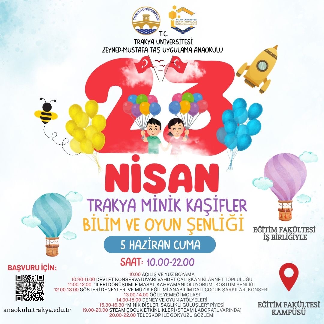 TRAKYA MİNİK KAŞİFLER BİLİM VE OYUN ŞENLİĞİ ULUSLARARASI KATILIMLA GERÇEKLEŞECEK