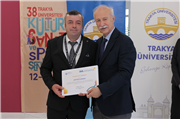 TRAKYA ÜNİVERSİTESİNDE 38. KÜLTÜR, SANAT VE SPOR ŞENLİKLERİNE KATKI SUNANLARA TEŞEKKÜR BELGESİ