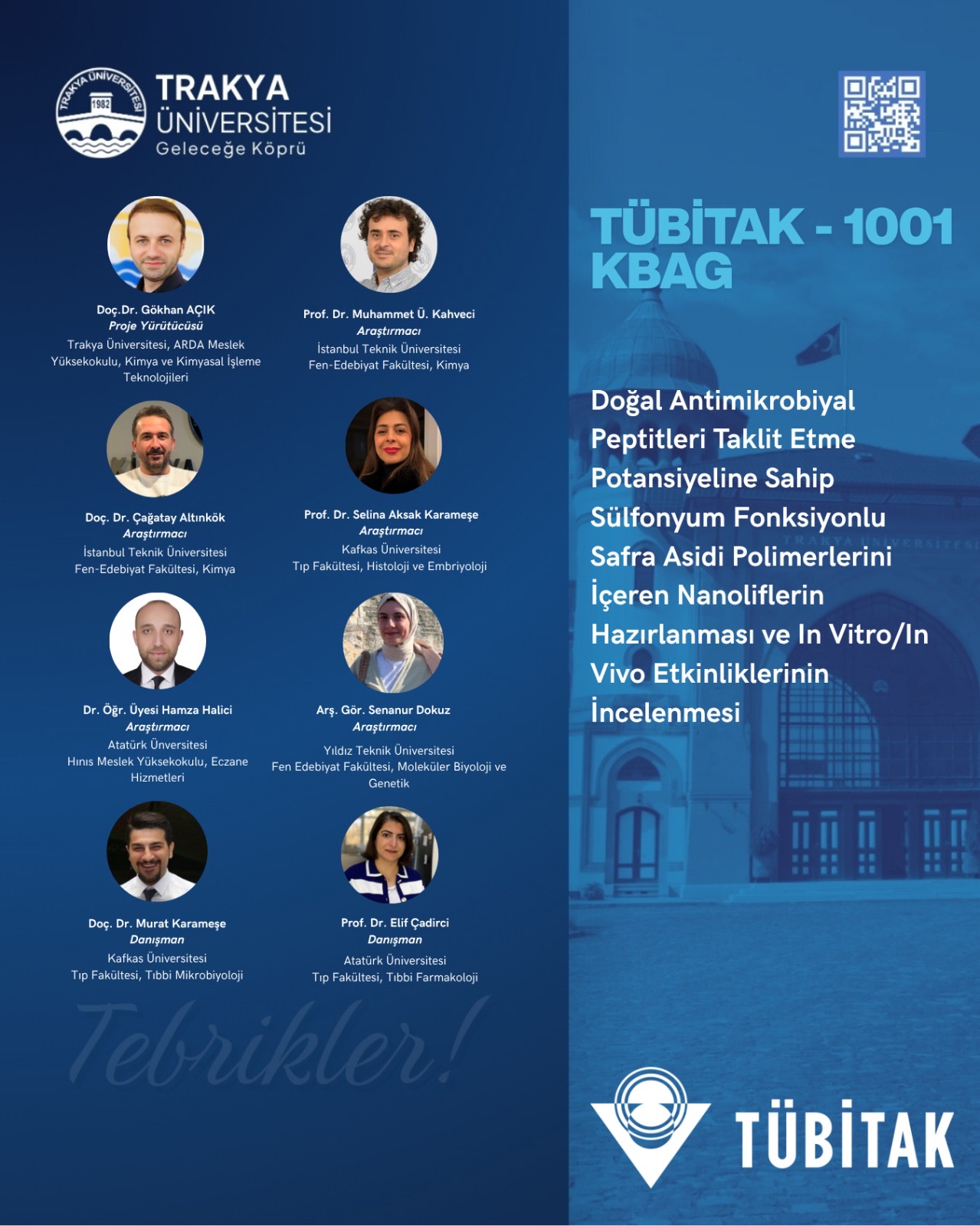 TÜBİTAK 1001 PROGRAMI KAPSAMINDA TRAKYA ÜNIVERSITESİNE YENİ PROJE DESTEĞİ