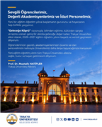  REKTÖRÜMÜZ PROF. DR. MUSTAFA HATİPLER’DEN YENİ EĞİTİM-ÖĞRETİM YILI MESAJI