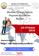 TRAKYA ÜNİVERSİTESİ MEVLANA DEĞİŞİM PROGRAMI 2018-2019 AKADEMİK YILI BAŞVURU TAKVİMİ
