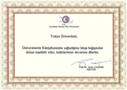 ÇANAKKALE ONSEKİZ MART ÜNİVERSİTESİ REKTÖRLÜĞÜ’NDEN ÜNİVERSİTEMİZE TEŞEKÜR BELGESİ